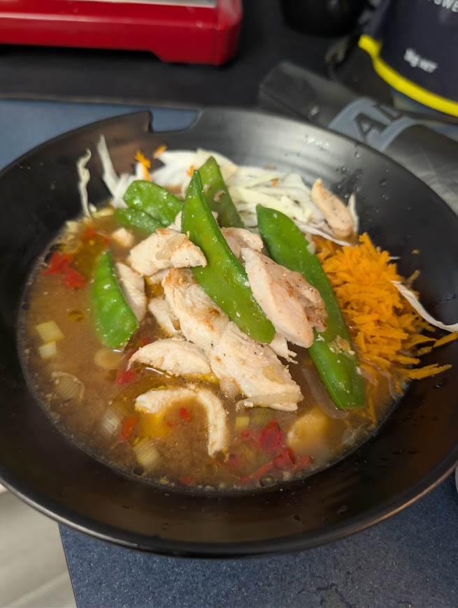 "Finished noodle bowl"